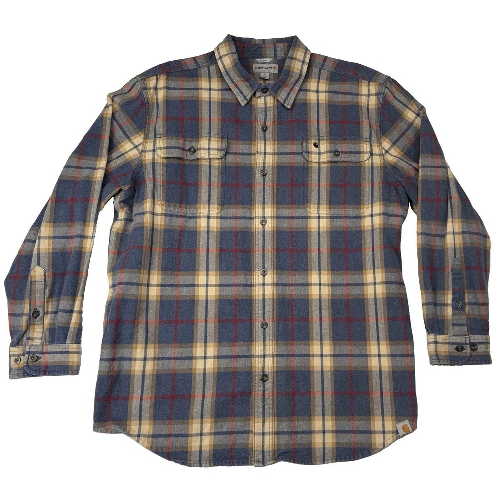 Carhartt Flannel Shirt Adult XL Red Blue Plaid Original Fit 101294 078 Fall 2014